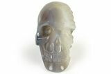 Polished Banded Agate Skull with Quartz Crystal Pocket #237066-2